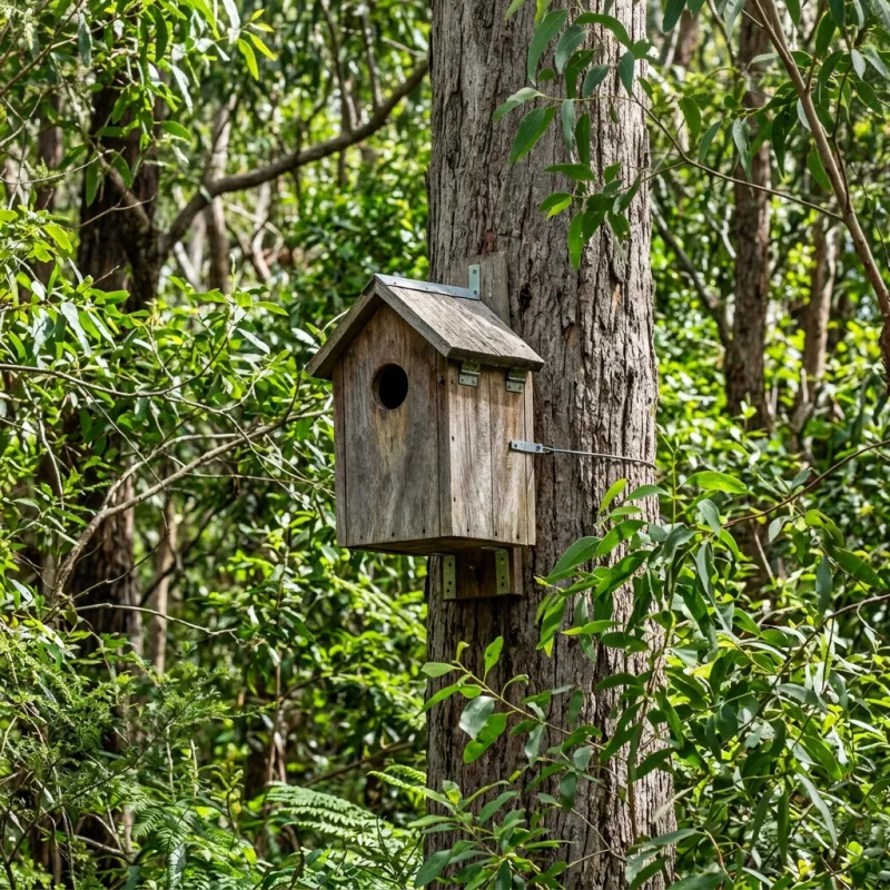Animal nesting box installed as a humane alternative to a Lysterfield roof cavity