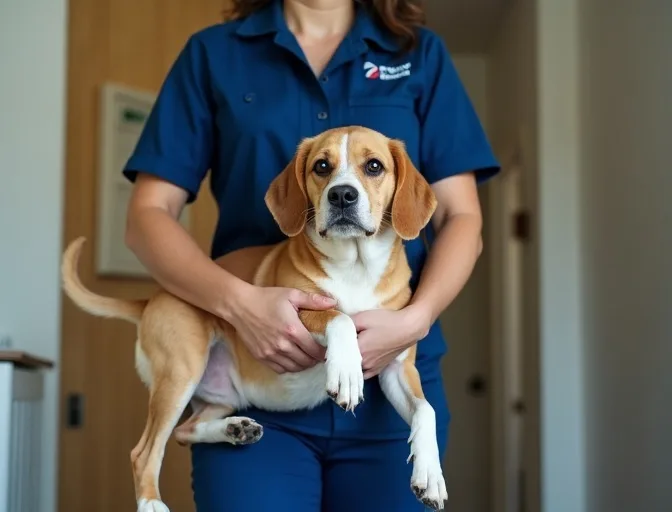 Technician respectfully transporting a deceased dog in Lysterfield